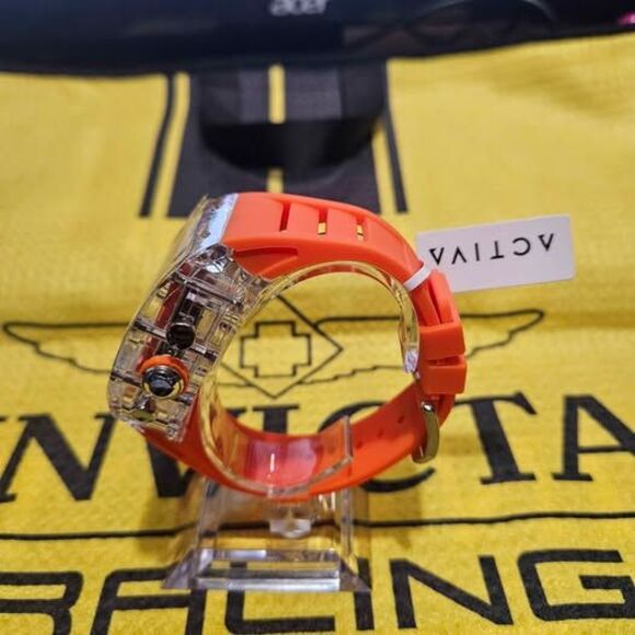 Activa Skeleton x Invicta ACW2305-003 Transparent Chronograph Watch Orange Strap - Picture 3 of 6